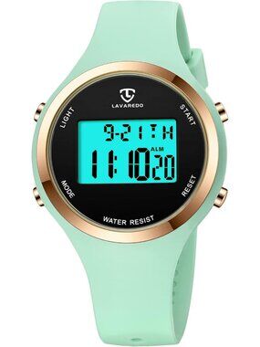 Women's Light Green Quartz Chronograph Waterproof Outdoor Sport Digital Watch